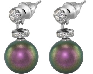 Серьги серебряные с жемчугом и фианитами «Pearl Kiss» Rivoli (арт.ABS-12-10-19-S)