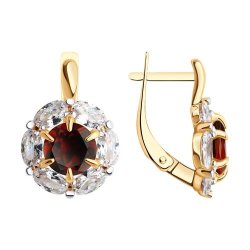 Серьги золотые пробы 585 с гранатом (Арт.51-320-02100-2)
