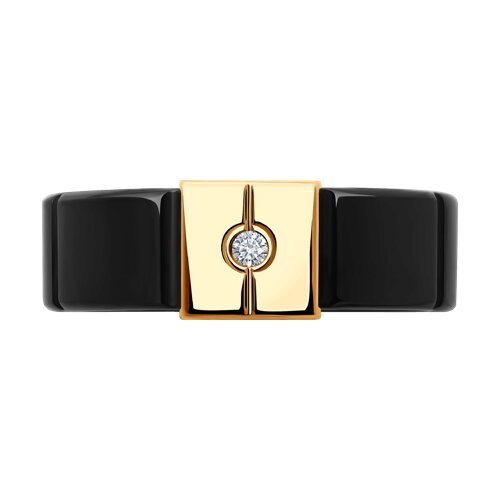 Кольцо из золота с бриллиантом и керамической вставкой (Арт.6015088)