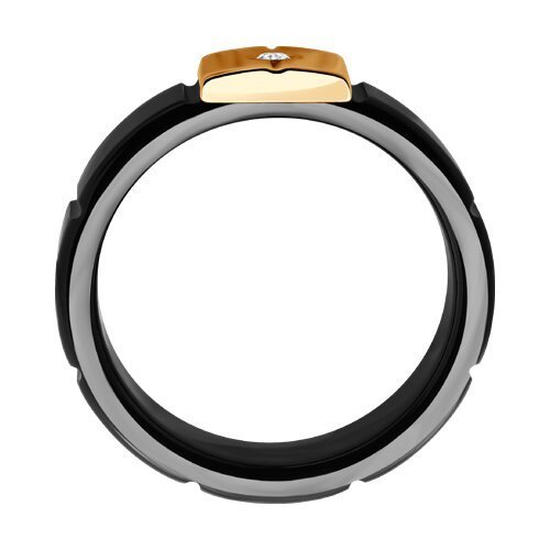 Кольцо из золота с бриллиантом и керамической вставкой (Арт.6015088)