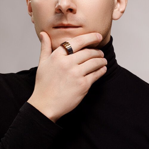 Кольцо из золота с бриллиантом и керамической вставкой (Арт.6015088)