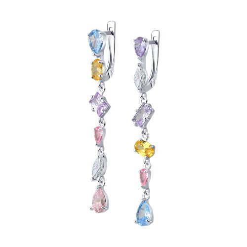 Серьги из серебра с фианитами (Арт.94026619)