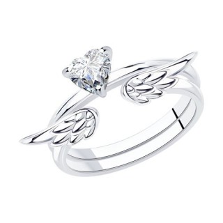 Кольцо из серебра с фианитом «Сердце ангела» Соколов (арт.94013289)