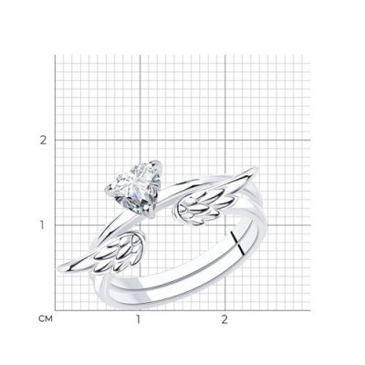Кольцо из серебра с фианитом «Сердце ангела» Соколов (арт.94013289)