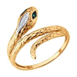 Кольцо золотое пробы 585 с изумрудом гидротермальным (Арт.71-00387)