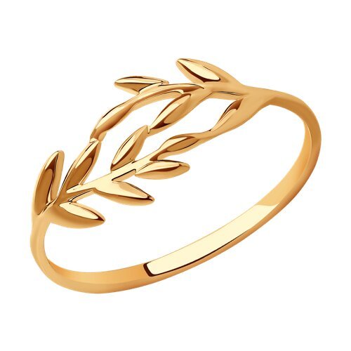 Кольцо золотое с ажурной ветвью «Оливковый лист» Соколов (арт.019070)
