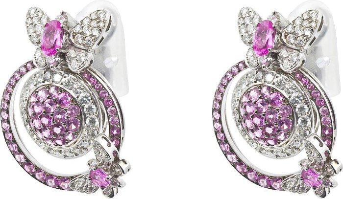 Серьги из белого золота с бриллиантом и сапфиром (Арт.er_5059_a04)