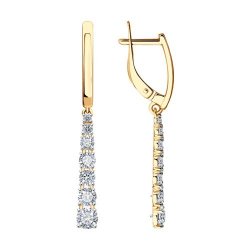 Серьги длинные из золота с фианитами (Арт.027490)