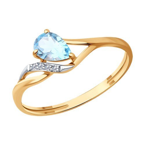 Кольцо золотое с топазом и бриллиантами «Небесная нежность» Соколов (арт.71-00082)