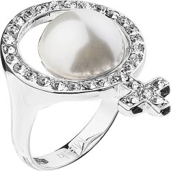 Кольцо из серебра с жемчугом и кристаллом swarovski Русские Самоцветы (Арт.qcrrelle_54)