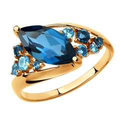 Кольцо золотое пробы 585 с миксом камней (Арт.715027)