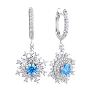 Серьги серебряные с фианитом «Queen Sky» Fresh Jewelry (арт.CZ-E02916-X-W-AQ-X-W)