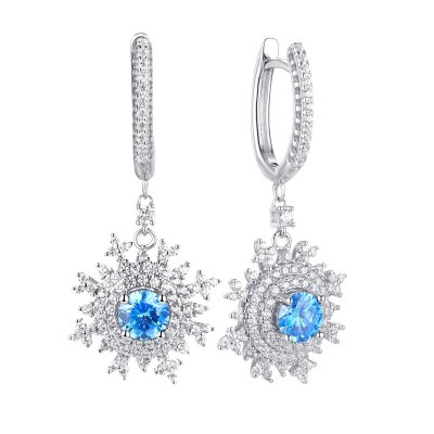 Серьги из серебра с фианитом (Арт.cz-e02916-x-w-aq-x-w)