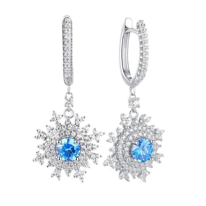 Серьги из серебра с фианитом (Арт.cz-e02916-x-w-aq-x-w)