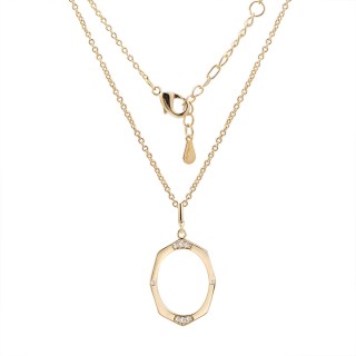 Ожерелье серебряное с фианитами «Geometry Lemon Glow» Fresh Jewelry (арт.CZ-N05141-X-L-X-X-W)