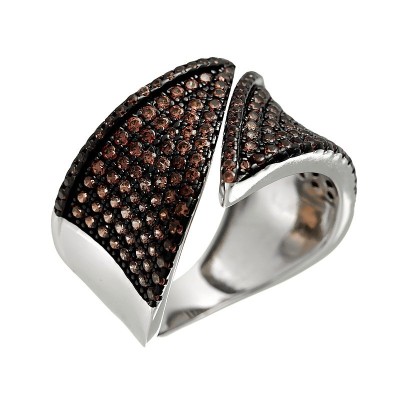 Кольцо серебряное с фианитами «Brown Wave» Fresh Jewelry (арт.CZ-R1201-2-X-WB-X-X-DB)