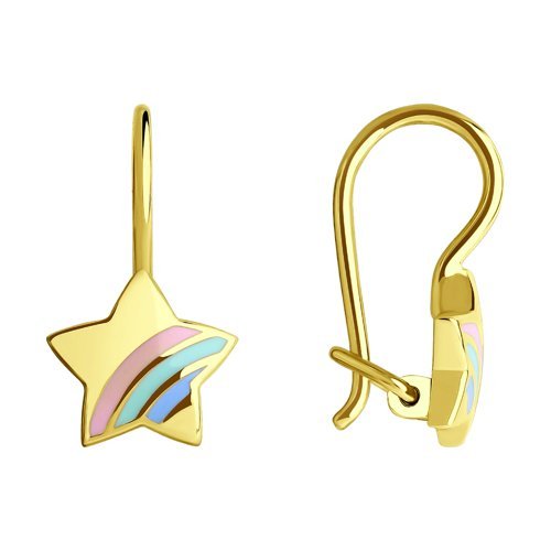 Серьги из золота с эмалью «Радужная Звезда» Соколов (арт.029423-2)