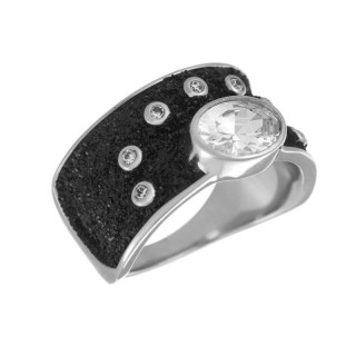Кольцо с фианитом «Galaxy Night» серебро 925 Fresh Jewelry (арт.Gl-R00138-X-W-W-X-B)