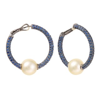Серьги золотые с жемчугом и сапфирами «Морской ореол» MyJewels (арт.4614)