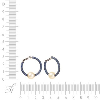 Серьги золотые с жемчугом и сапфирами «Морской ореол» MyJewels (арт.4614)
