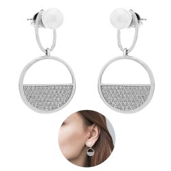 Серьги из серебра с жемчугом и куб. цирконием (Арт.pi-e01856-x-w-ps-x-w)