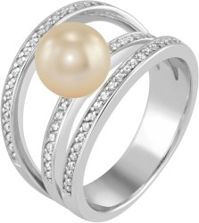 Кольцо из серебра с жемчугом и кристаллом swarovski (Арт.ahr-2-8-5-s)