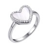 Кольцо серебряное с жемчугом и фианитами «Heart Shine» Fresh Jewelry (арт.PI-R03087-X-W-PN-X-W)
