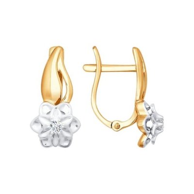 Серьги из комбинированного золота с бриллиантами (Арт.1020887)