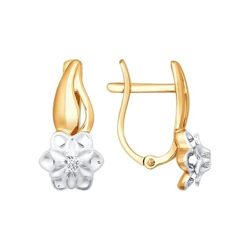 Серьги из комбинированного золота с бриллиантами (Арт.1020887)