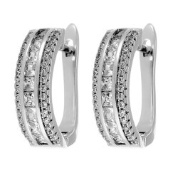Серьги из серебра с куб. цирконием (Арт.sl-e01479-x-w-w-x-w)