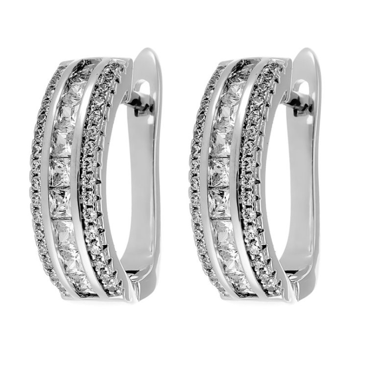 Серьги из серебра с куб. цирконием (Арт.sl-e01479-x-w-w-x-w)