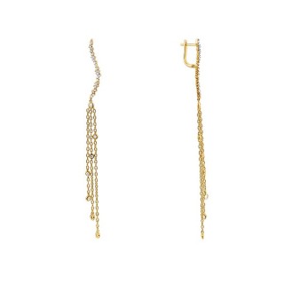 Серьги золото с бриллиантами «Золотой каскад» JV Gold (арт.E11730D_Y_YG)