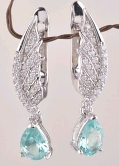 Серьги из серебра с апатитом и фианитом (Арт.sm-e748-1-x-w-bg-x-w)