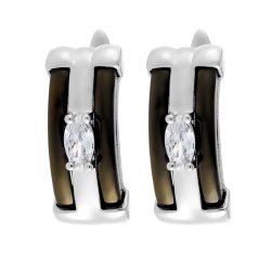 Серьги из серебра с керамикой и куб. цирконием (Арт.tc-e01150-br-w-w-x-x)