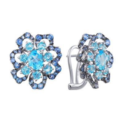 Серьги из белого золота с сапфиром и топазом (Арт.er-32175_sr_sm_bt_wg)