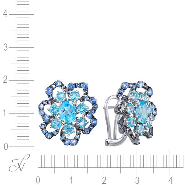 Серьги из белого золота с сапфиром и топазом (Арт.er-32175_sr_sm_bt_wg)