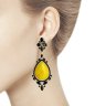 Серьги из золочёного серебра с фианитами и янтарём (Арт.83020119)