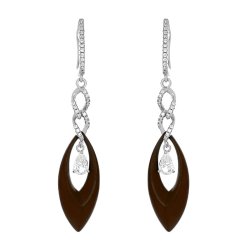 Серьги из серебра с керамикой и куб. цирконием (Арт.tm-e00874-br-w-w-x-w)