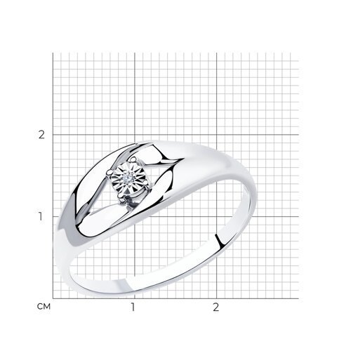 Кольцо из серебра с бриллиантом (Арт.87010017)