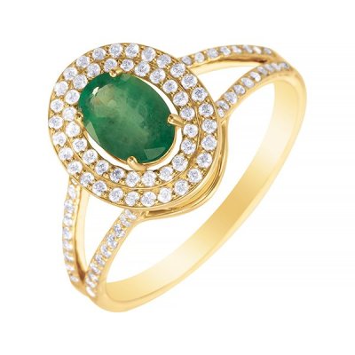 Кольцо из золота с бриллиантом и изумрудом (Арт.khae_1002_ko_em_yg)