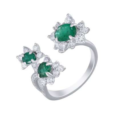 Кольцо из белого золота с бриллиантом и изумрудом (Арт.mr86429a-wd-em_ko_em_wg)