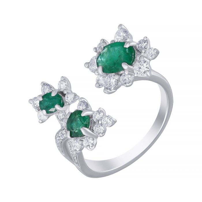 Кольцо из белого золота с бриллиантом и изумрудом (Арт.mr86429a-wd-em_ko_em_wg)
