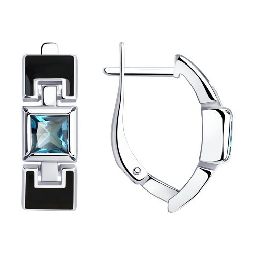 Серьги из серебра с эмалью и ситалами синтетическими (Арт.92022232)