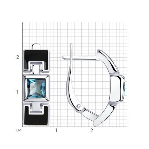 Серьги из серебра с эмалью и ситалами синтетическими (Арт.92022232)