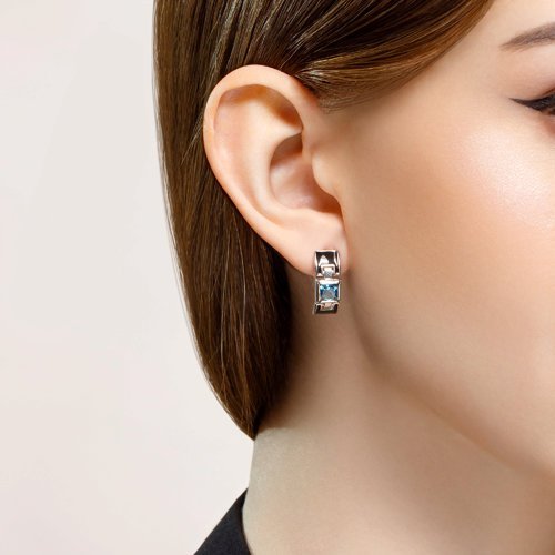 Серьги из серебра с эмалью и ситалами синтетическими (Арт.92022232)