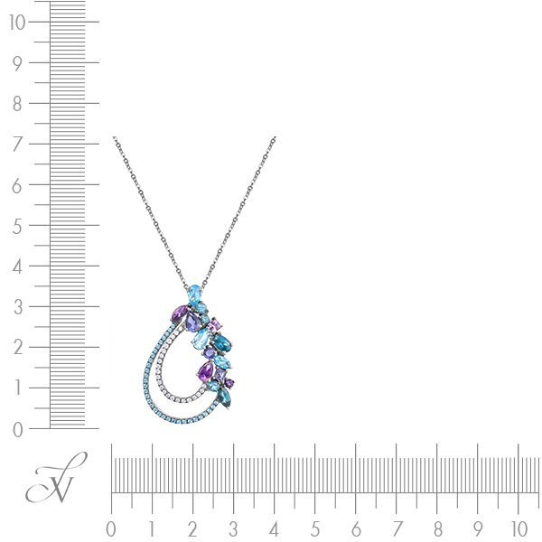 Цепь из золота с аметистом и бриллиантом (Арт.p30567_am_bt_il_blk)