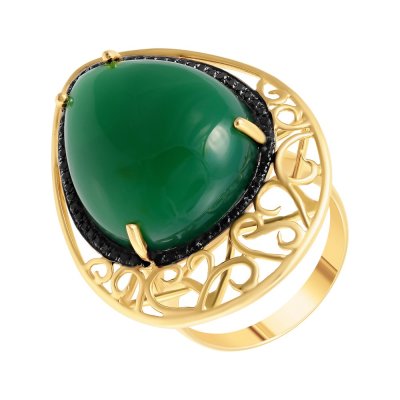 Кольцо из золота с агатом и бриллиантом (Арт.r01484gx4ys_db_zag_yg)