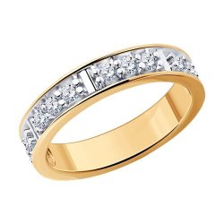 Кольцо из золочёного серебра с фианитами (Арт.93-110-01544-1)