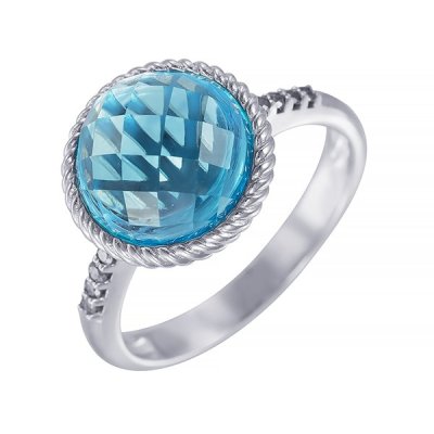 Кольцо из белого золота с бриллиантом и топазом (Арт.r23214_dn_bt_wg)