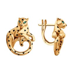 Серьги из золота с изумрудами и эмалью (Арт.3020642)